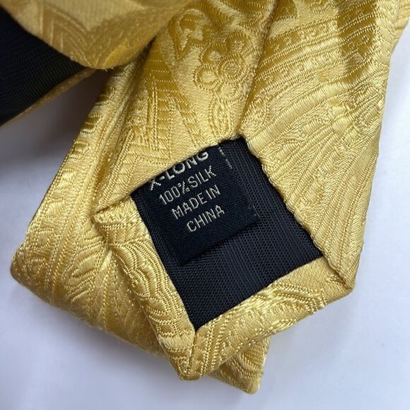 100% silk Yellow paisley pronto uomo necktie - Picture 3 of 5